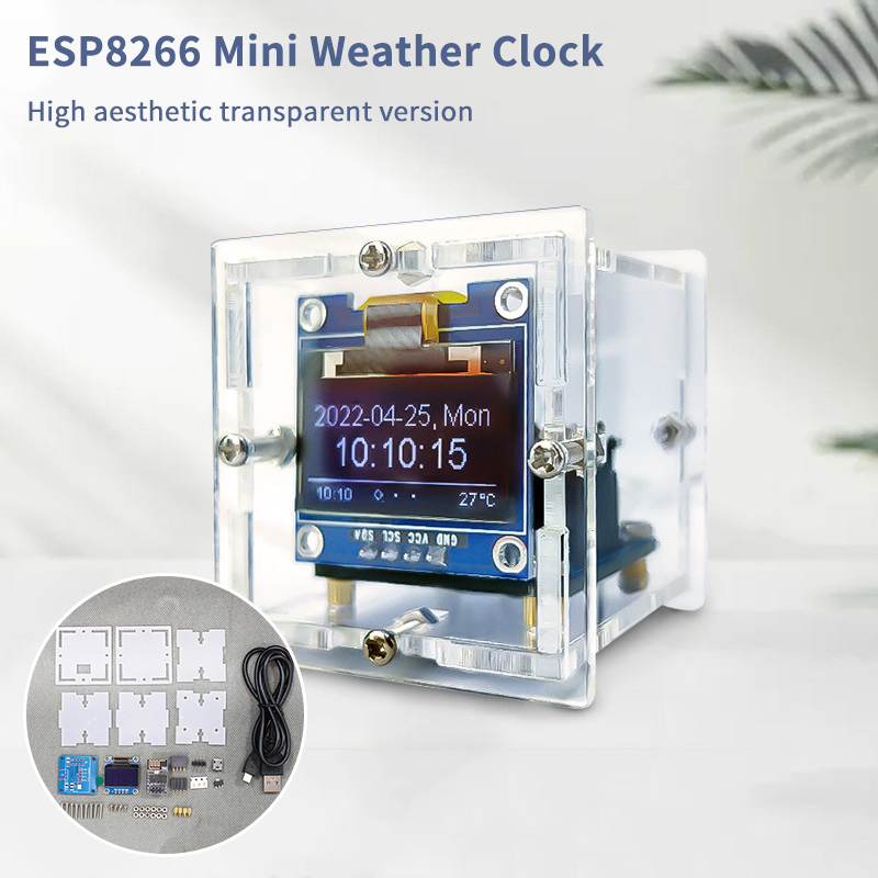 Esp8266 - ชุดนาฬิกาพยากรณ์อากาศขนาดเล็ก ESP8266 DIY สำหรับงานบัดกรี - ชุดฝึกหัดอิเล็กทรอนิกส์สถานีตรวจอากาศดิจิตอล