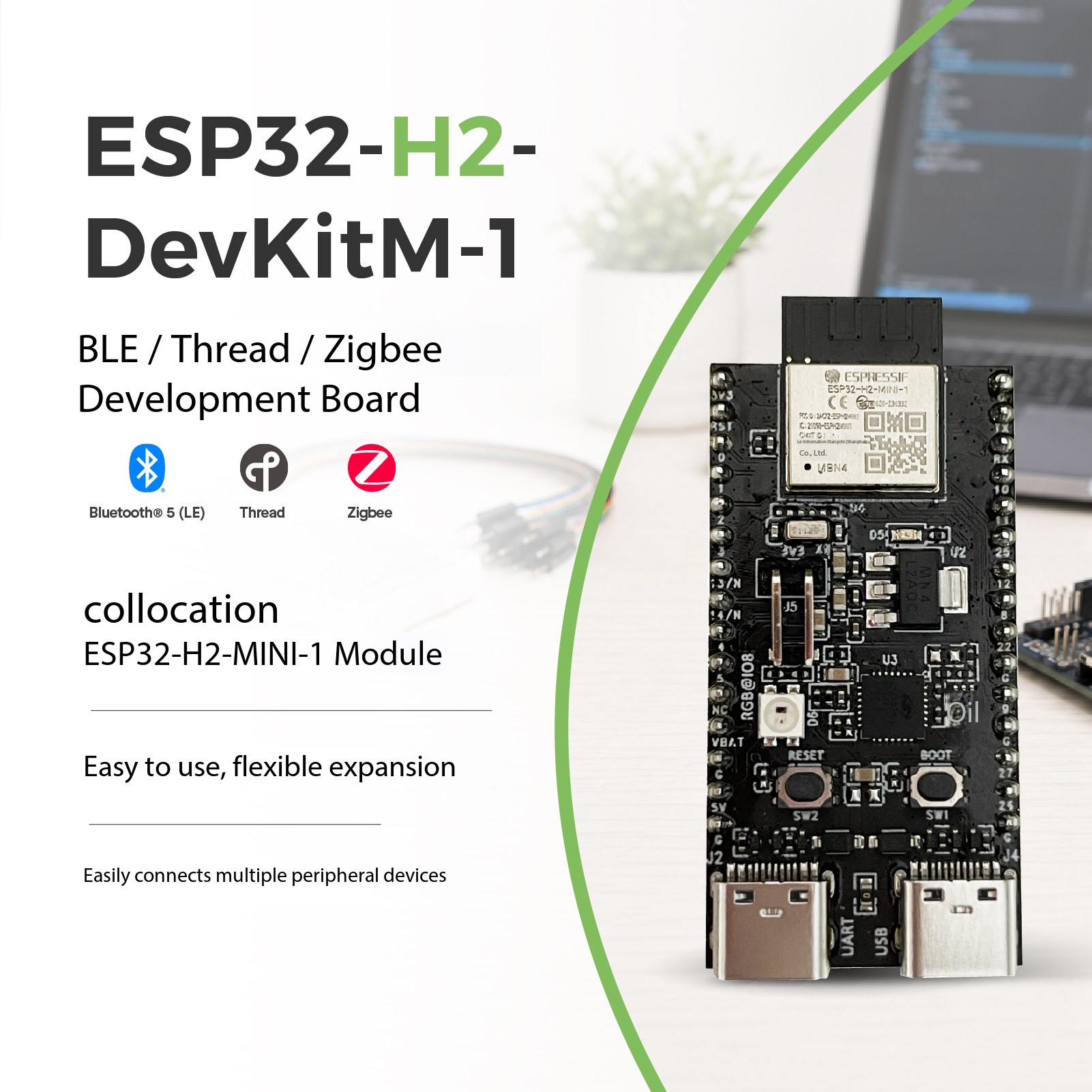 Esp32 H2 - Espressif ESP32-H2-DevKitM-1 บอร์ด RISC-V 802.15.4 รองรับ