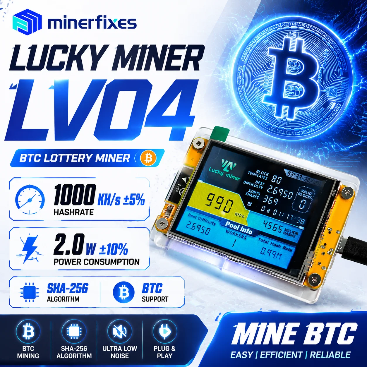 Espressif Esp32 - เครื่องขุดบิตคอยน์ Lucky Miner LV04 NerdMiner V2