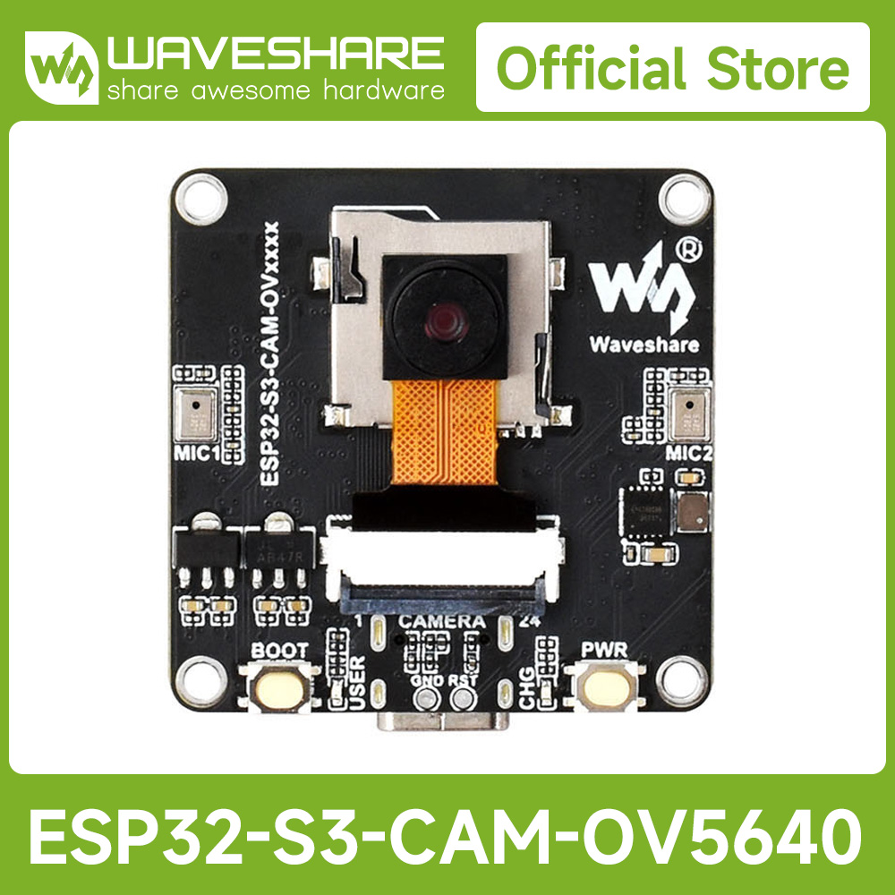 Esp32 S3 - Waveshare ESP32-S3 AIoT บอร์ดพัฒนากล้อง, โมดูลอินพุตและเอาต์พุตเสียงในตัว, รองรับการเชื่อมต่อจอแสดงผลภายนอก