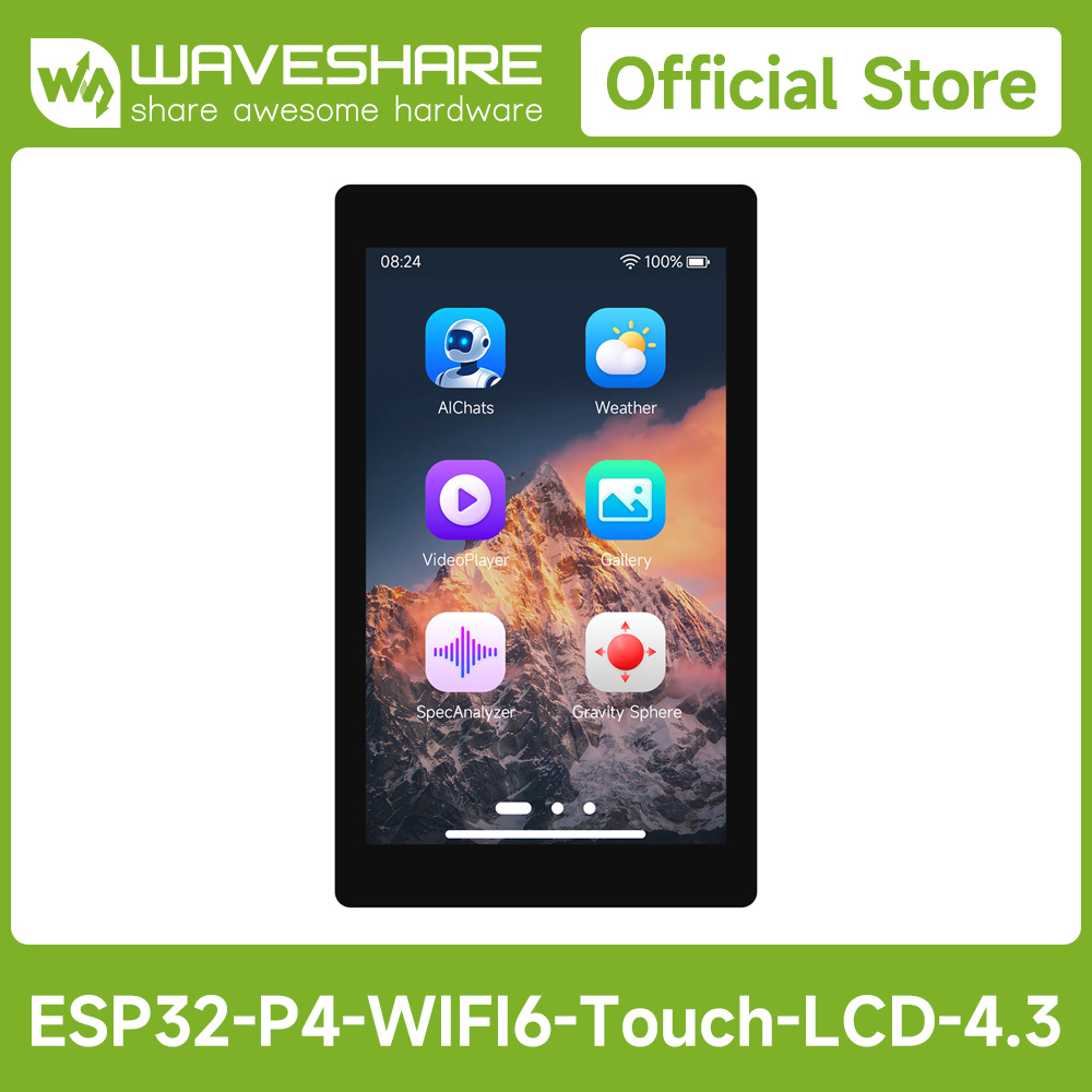 Esp32 Development Board - เวฟแชร์ ESP32-P4-WIFI6 บอร์ดพัฒนา 4.3 นิ้ว, ความละเอียด