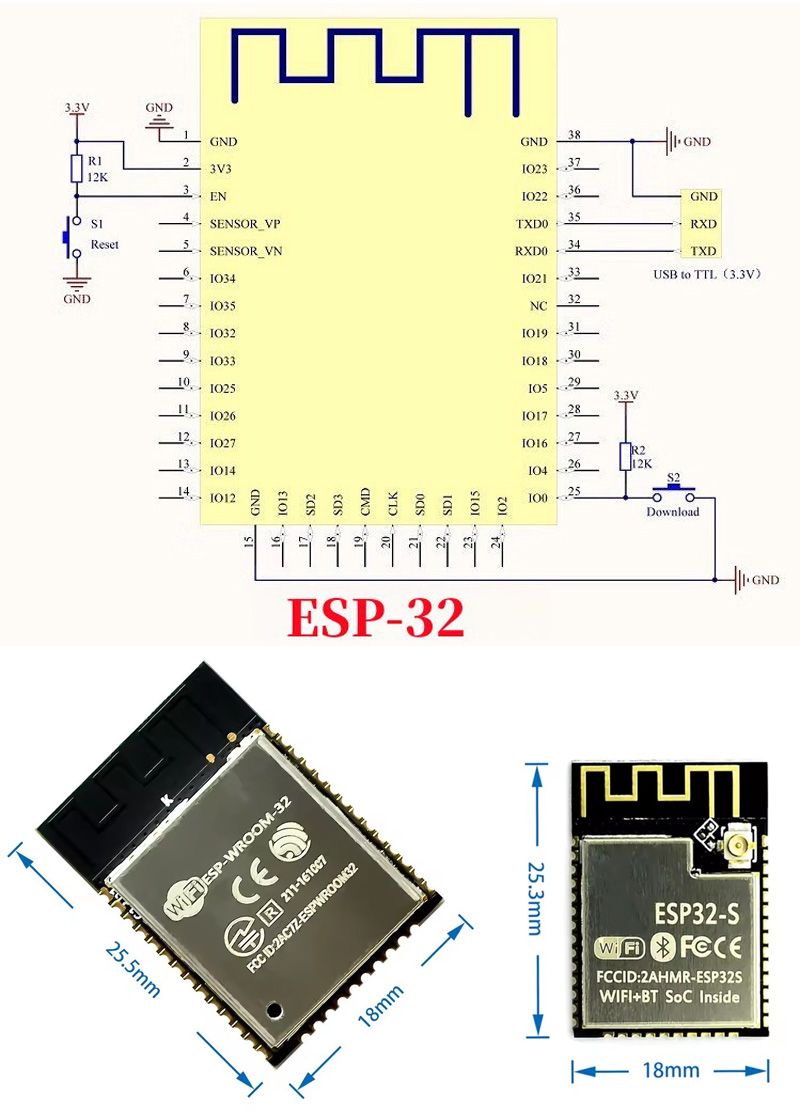 ESP32 ESP-32S ESP-12E ESP-12F  - Esp32 Wifi Bluetooth Module บทวิจารณ์และราคา